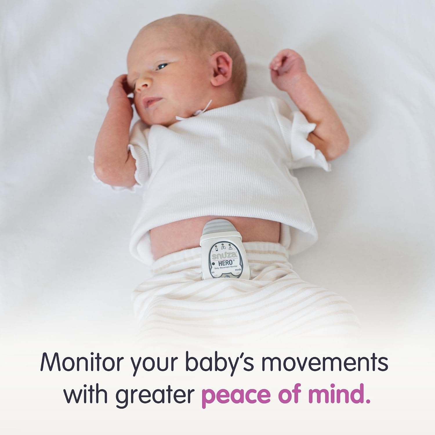 Snuza Hero Baby Movement Monitor with Patented Sensor Technology for Reliable Movement Monitoring and Alerts. No WiFi, Cords, or Sensor Pads, Portable and Easy to Set Up and Use.