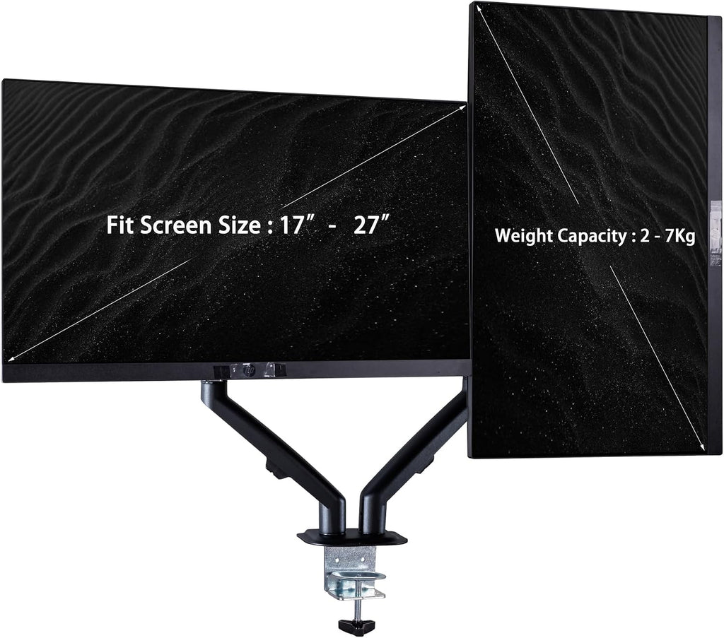 HP Series 3 Pro 27' FHD IPS Monitor with 5ms Response Time, Anti Glare, Flicker Free, VESA Mount (100 x 100 mm), Displayport, HDMI, Black Color 2 Pack with DKZ Hub & ErgoFlexy Dual Monitor Mount