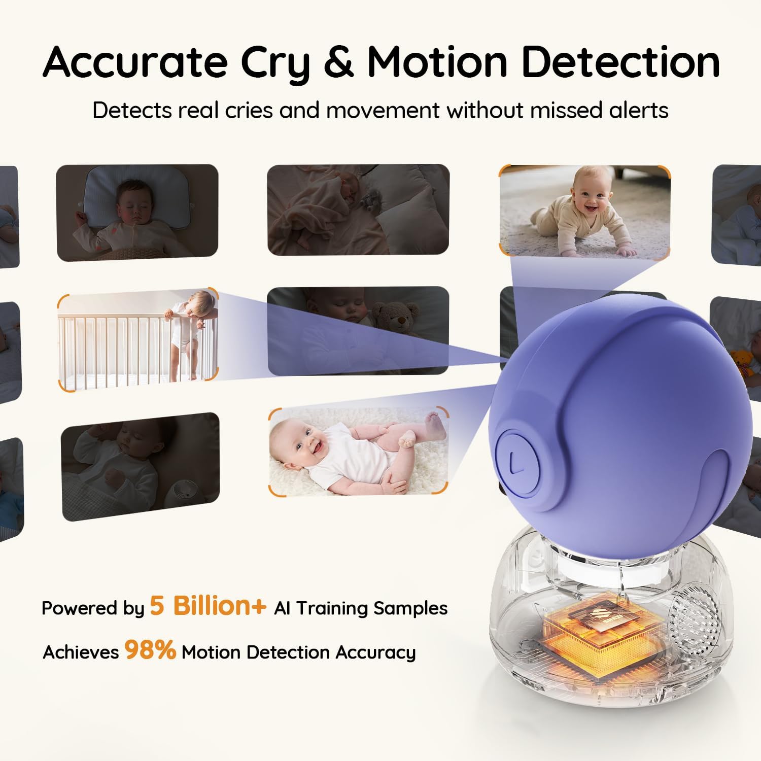 BOIFUN 2K Split Baby Monitor with 2 Cameras,Smartphone App, Wi-Fi Cameras,5-inch Display, Motion Tracking, Encrypted Connection, Night Vision, Long-Range 2-Way Talk, Temp Sensor