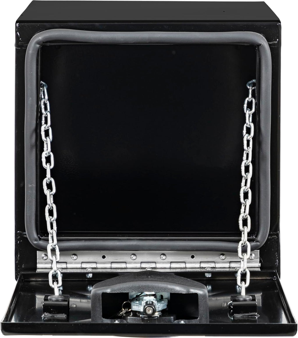 Buyers Products 1752799 Pro Series Stainless Steel Underbody Truck Tool Box, 18 x 18 x 18 In, 12 Ga Powder-Coated Steel, Locking T-Latch, Weatherproof Drop Door, Continuous Hinge, Black, Made in USA