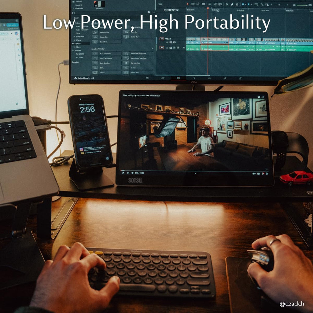 SOTSU FlipAction Go 14' Premium Portable Monitor | Full HD 1080p | 400 Nits | 100% sRGB | Robust yet Lightweight | Pivoting Landscape & Portrait Display | Tempered Glass Cover | USB-C & Mini HDMI | 5W