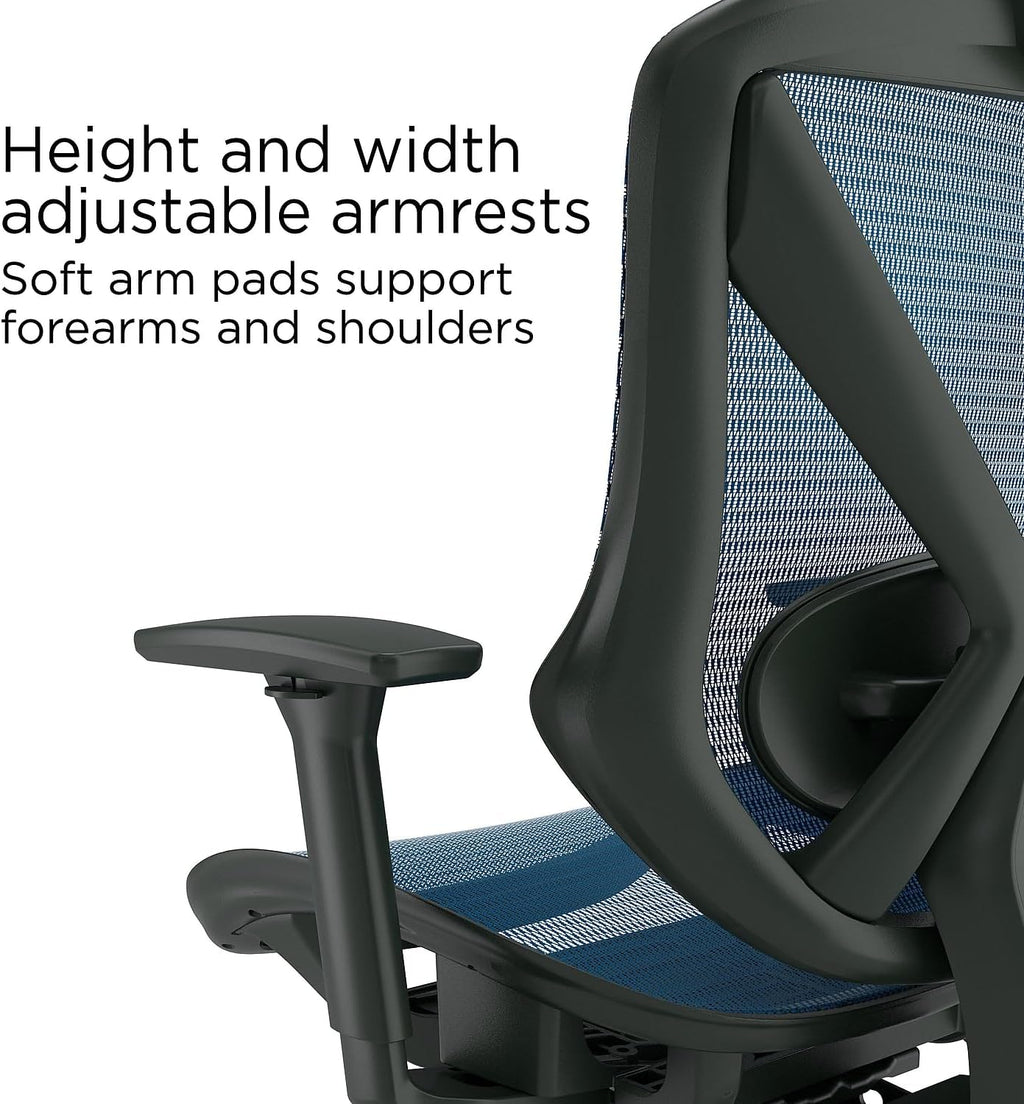 STAPLES Ergonomic Task Chair, Mesh, Ergonomic, Lumbar Support, Blue
