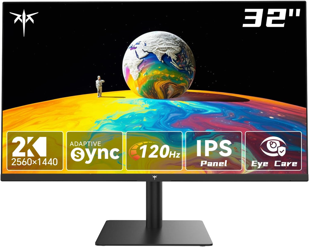 KTC 32 Inch 2K Monitor 120Hz, 1440P IPS Computer Monitor, Frameless QHD PC Monitor for Office & Gaming, Eye Care, G-Sync/FreeSync, 109% sRGB, HDR, HDMI/DP, Tilt Adjustable, VESA Mountable, H32T13