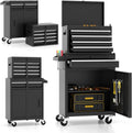 ARNOT 2-in-1 Rolling Tool Chest with 5 Drawers, Heavy-Duty Metal Tool Box with Wheels, Detachable Top Tool Box & Rolling Tool Cabinet for Garage, DIY (5-Drawers, Black)