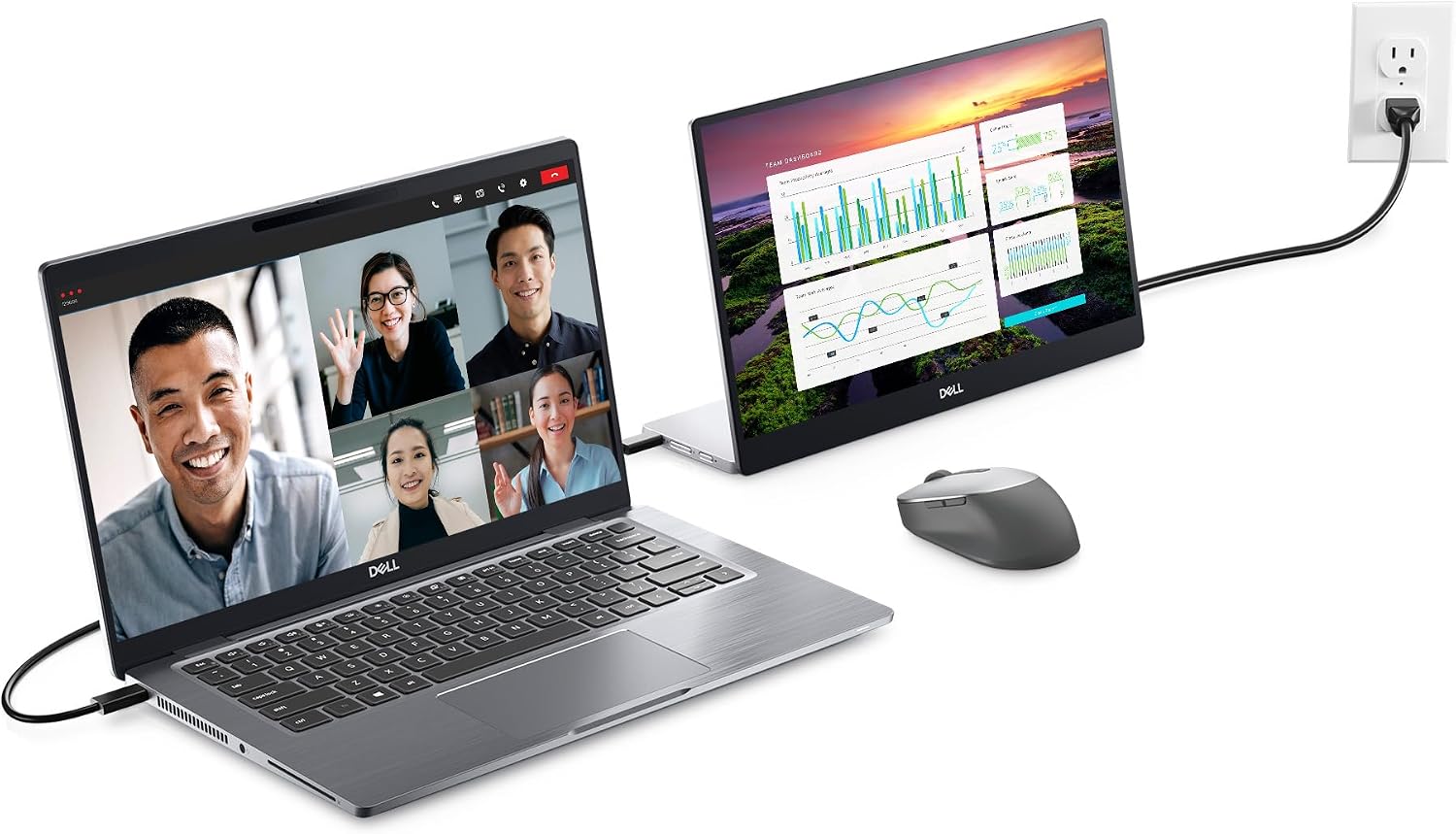 Dell P1424H 14' Portable Monitor 2 x USB-C (DisplayPort Alt Mode) 1920 x 1080 (Renewed)