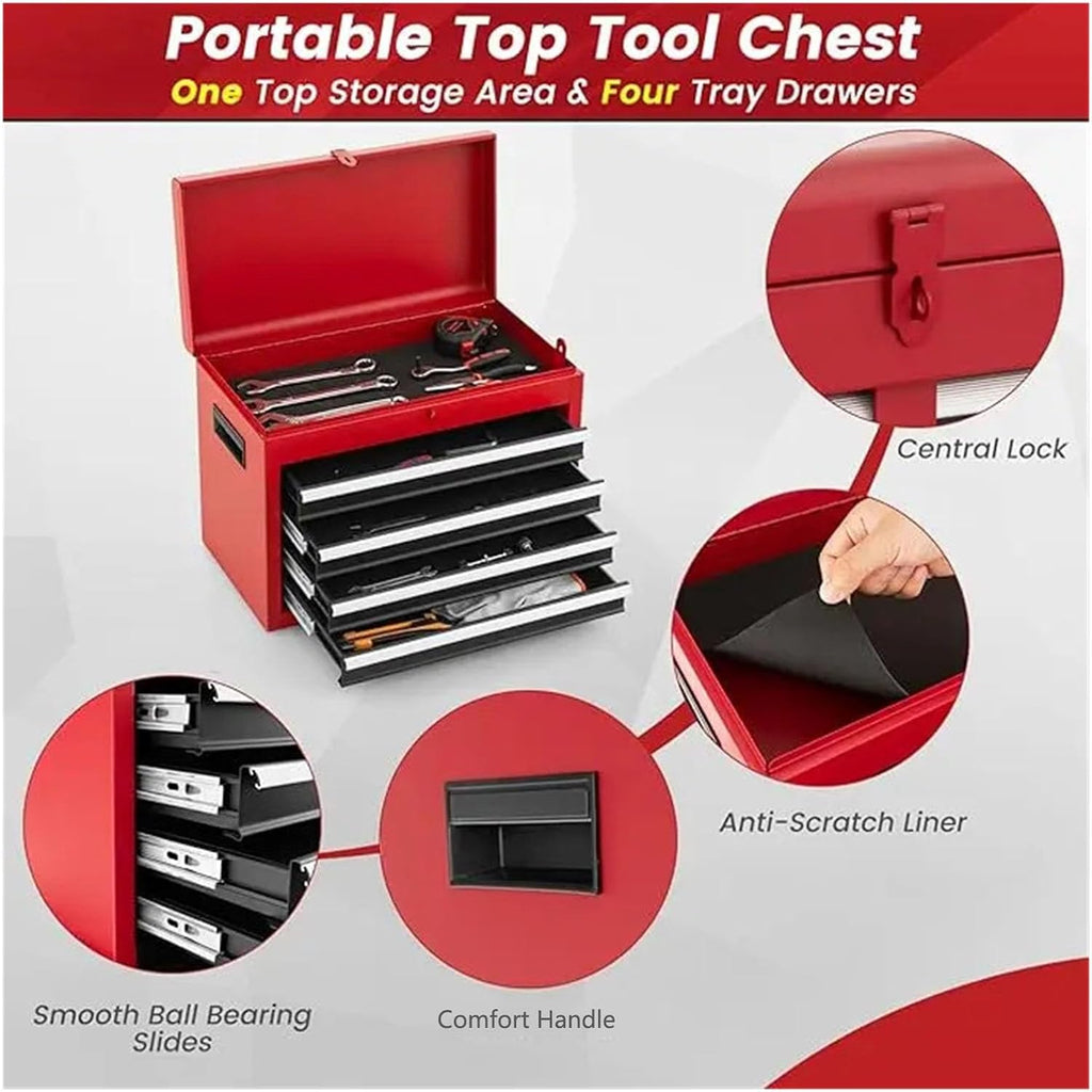 Toolbox Rolling Garage Workshop Tool Organizer with Detachable 5 Drawer Tool Chest, Drawer Liners and Wheels - Tool Organizer Box for Garage, Warehouse & Repair Shop Tool Box(Black)