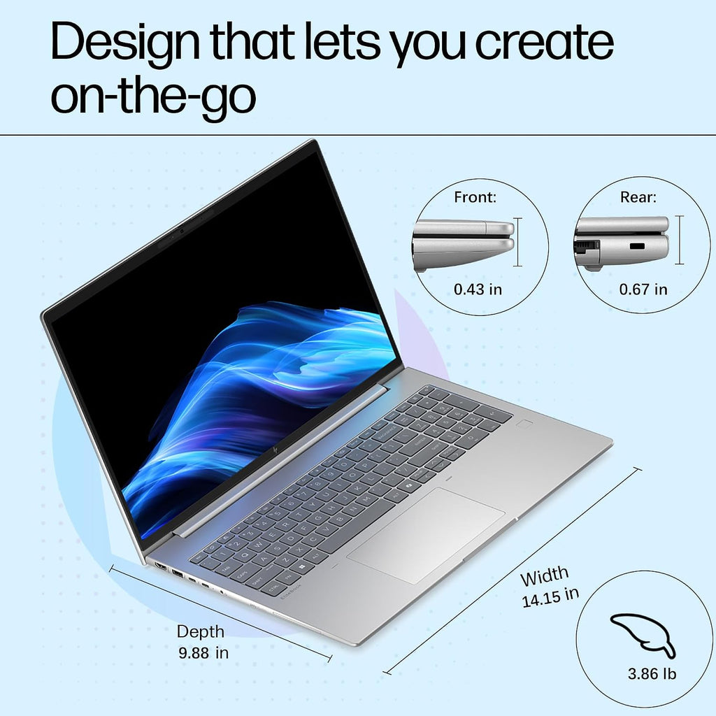 HP 2026 EliteBook 16' Business Laptop, AMD Ryzen 5 200 Copilot AI PC, 16GB DDR5 RAM, 512GB PCIe SSD, FHD+, Enterprise Security, Fast Charging, WiFi 6E, Backlit KB, Fingerprint Reader, Windows 11 Pro