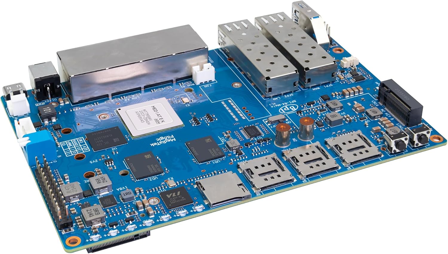 Banana Pi BPI-R4 WiFi 7 OpenWRT Wireless Dual-Band WiFi Router Board, MediaTek MT7988A (Filogic 880) SoC, 4G/5G Internet Router, 4X GbE and 2X 10GbE SFP for NAS Smart Home Gateway (8GB RAM Bundle2)