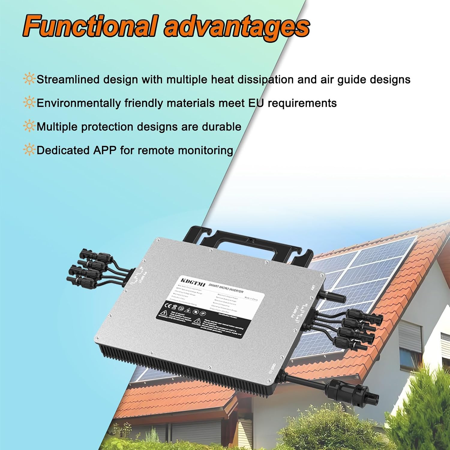 GTMI-2000W Micro Inverter, Solar Grid-Connected System, IP67 Waterproof, Automatic Identification, Balcony Power Generation, DC to AC