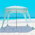OutdoorMaster Beach Cabana with Fringes, Portable 6' x 6' Beach Canopy for Sand, Easy Set Up Beach Shelter, Included Side Wall, UPF 50+ UV Protection Sun Umbrella - for Family & Friends