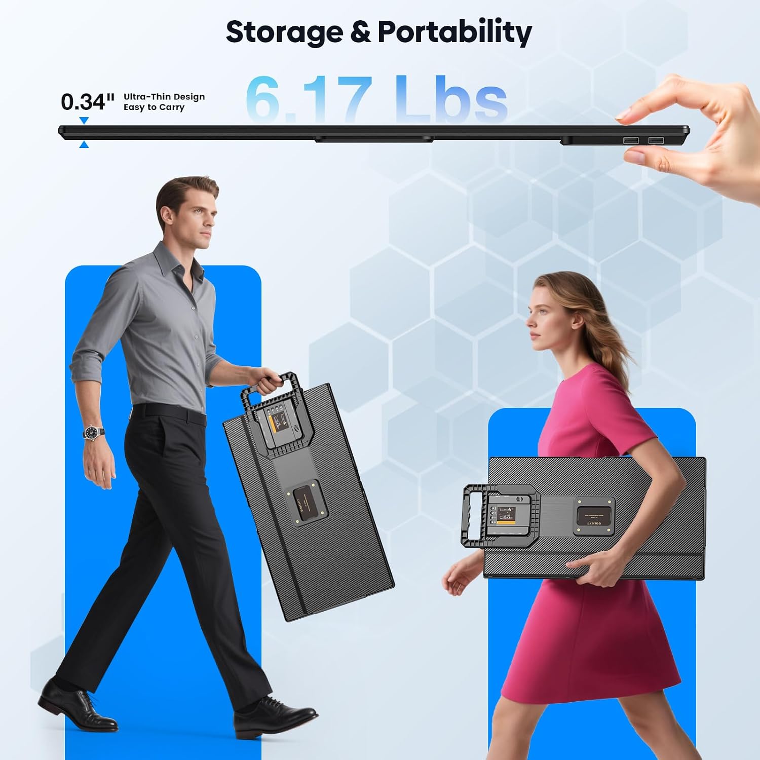 24' Large Portable Monitor Laptop Screen Extender 1080P FHD 100HZ IPS, Travel Monitor for Work Home Gaming, Landscape & Portrait Display, Compatible with Wins/Mac/Linux & MINI PC/PS5/Smart Phone