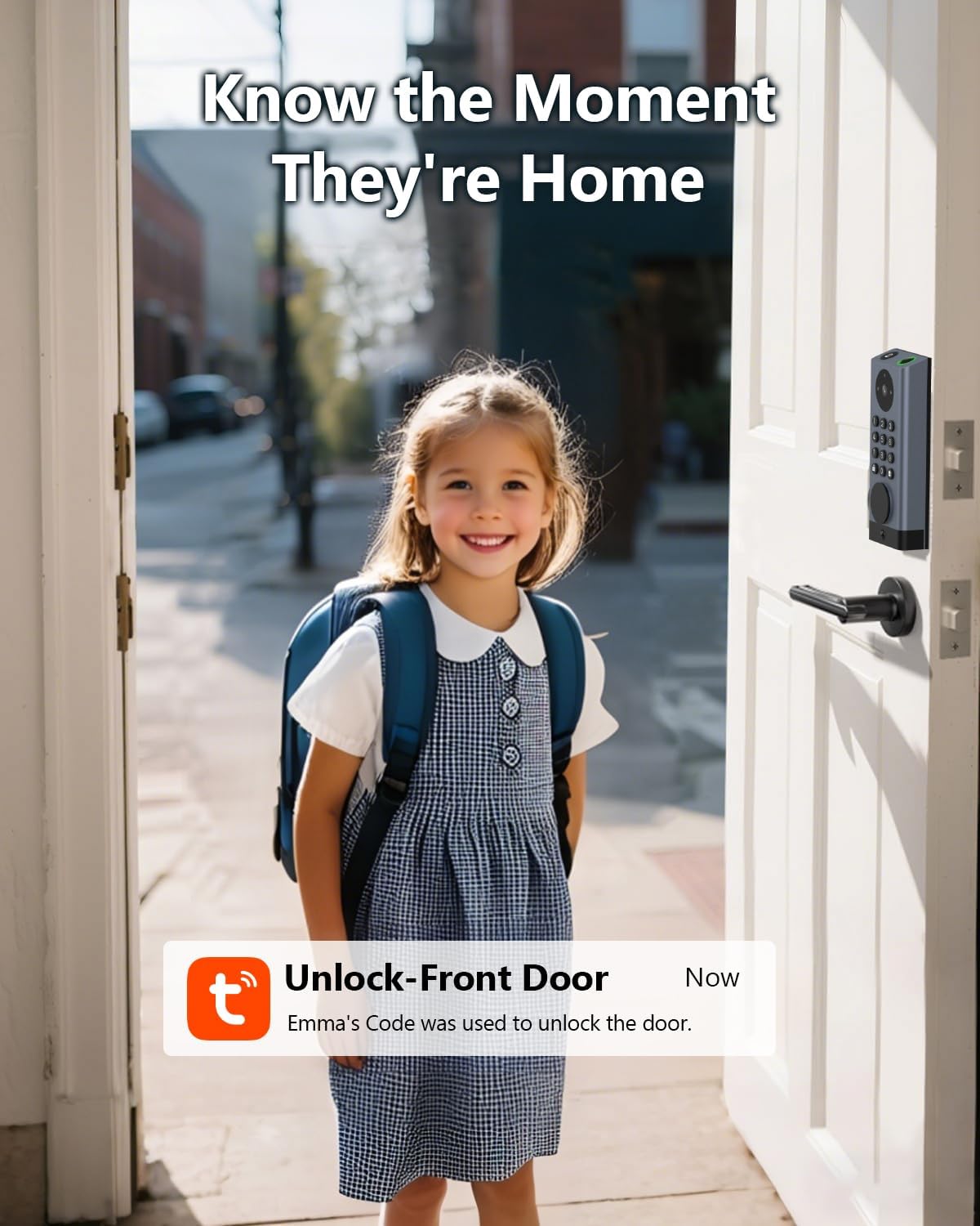 Smart Door Lock with Camera Deadbolt with Video Doorbell PIR Motion Detection Front Door Lock with Fingerprint Keypad Code Long-Lasting Battery Built-in Wi-Fi No hub Required No Drilling