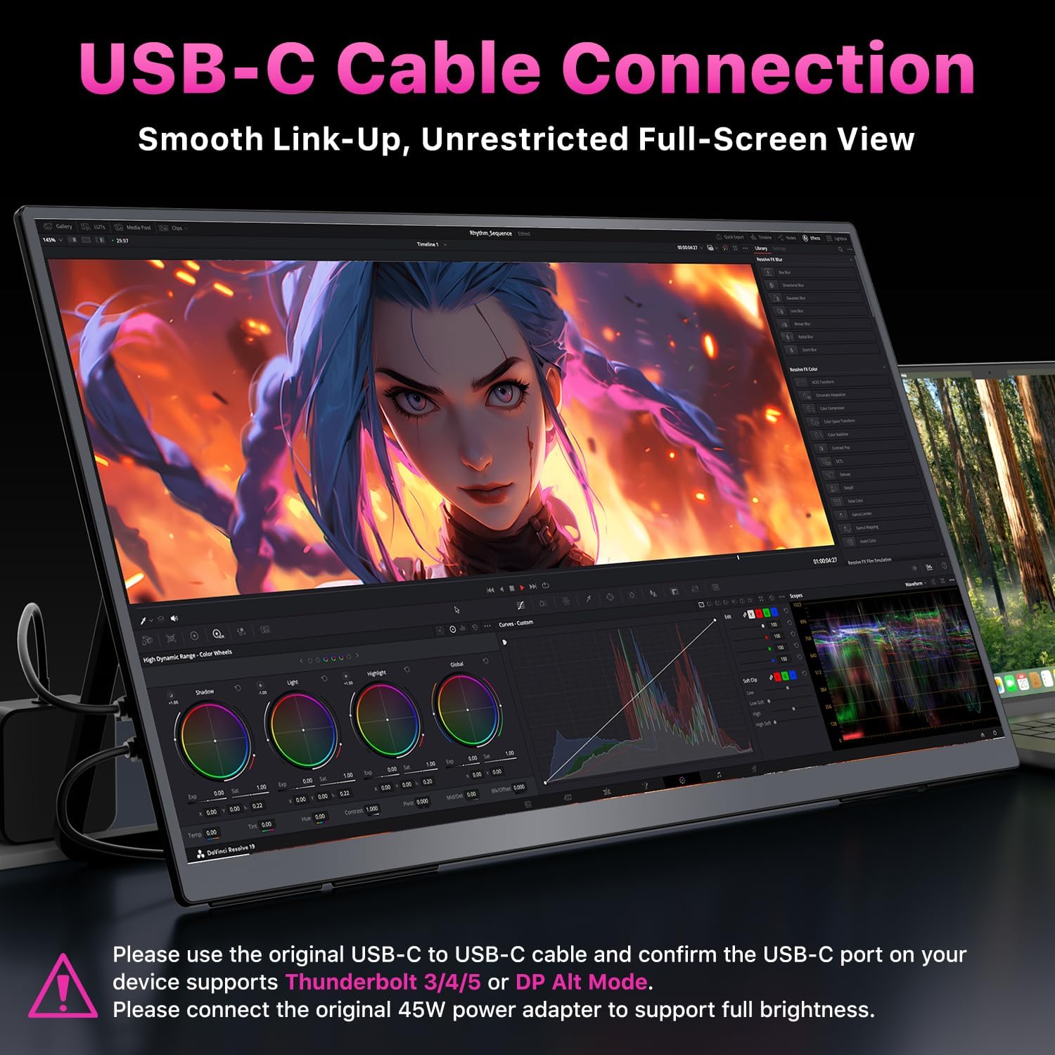 cocopar Portable Monitor IPS Travel Monitor with USB-C HDMI Portable Screen for Laptop MacBook Surface PC PS4/5 External Display with Kickstand, VESA Mountable, 23.8 Inch