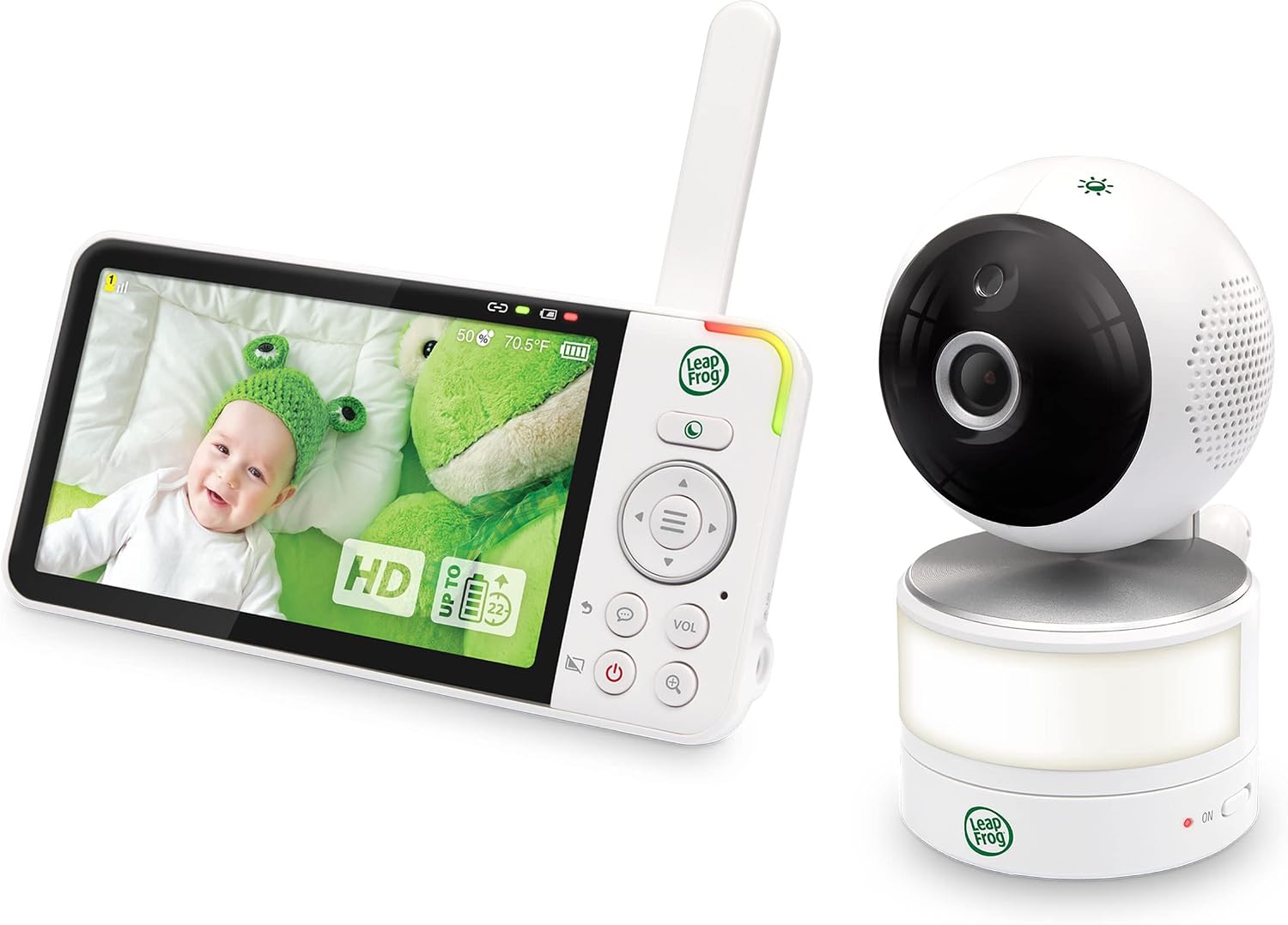 LeapFrog LF915HD Baby Monitor, 5' 720p Screen, 360° Pan & Tilt with 8X Zoom Camera, Color Night Vision, Night Light, Two-Way Intercom, Secure Transmission No WiFi