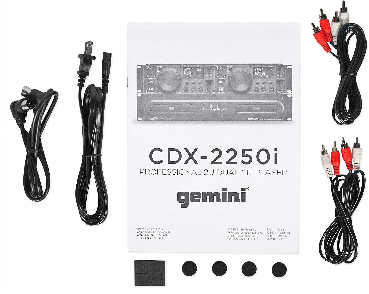 Gemini CDX-2250i Pro DJ Dual Two Deck Rack Mount CD/MP3 Media Player w/USB Bundle with Rockville RXS20 Portable Mixer Stand - Adjustable Height and Width!