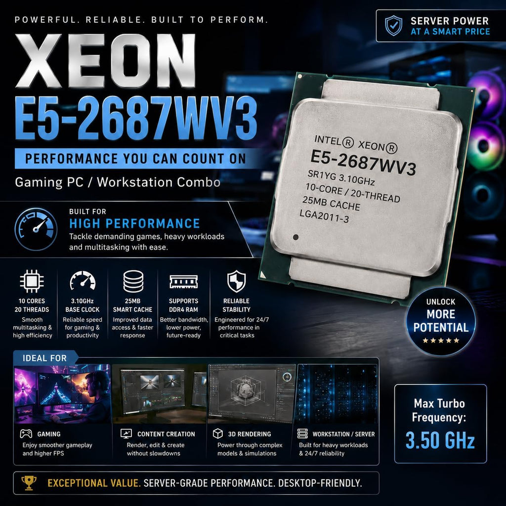 Gaming PC Computer Desktop – i7 Xeon E5 3.20GHz, Radeon RX580 8GB, 16GB RAM, 512GB SSD + 1TB HDD, WiFi 6 & Bluetooth 5.4, 9× ARGB Fans, Windows 11Pro, High-Performance Gaming Tower