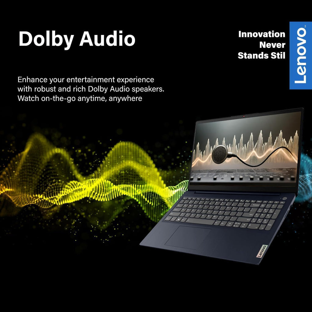 Lenovo IdeaPad 15.6' Laptop, Intel Dual-Core CPU, 8GB RAM, 128GB eMMC, Wi-Fi 6, USB-C & HDMI, Windows 11 + 1-Year Microsoft Office 365, w/Dolby Audio & Privacy Shutter & WOWPC Recovery USB (Renewed)