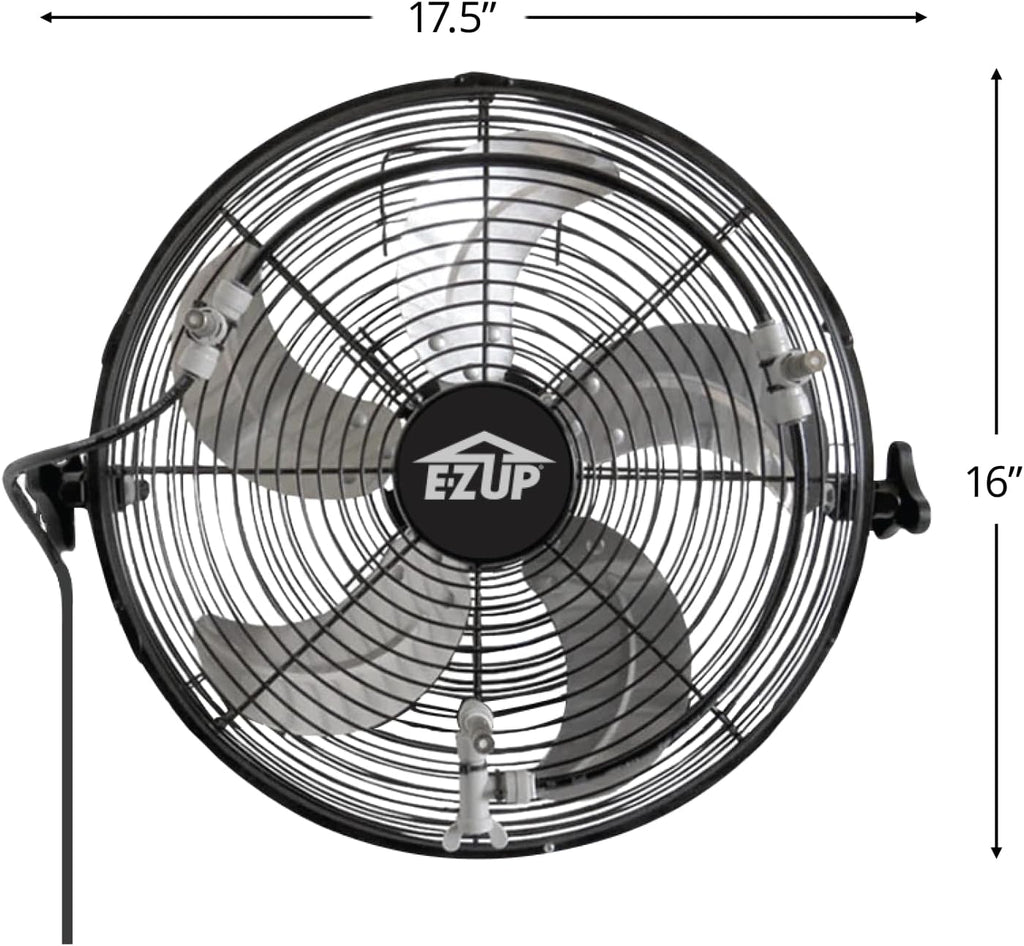 E-Z UP 14' Misting Fan Portable, Lowers Temperatures by 30° in Spaces Up to 150 Sq Ft, 180° Swivel Mechanism, Perfect for Outdoors. Mounts on compatible Canopy/Shelter (CANOPY/SHELTER NOT INCLUDED)