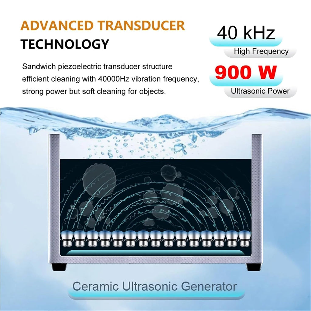 30L 900W Ultrasonic Cleaner 110V/220V Industrial Compatible with Injector Engine Auto Parts Lab PCB Cleaner Washing Machine(100-780W,EU)