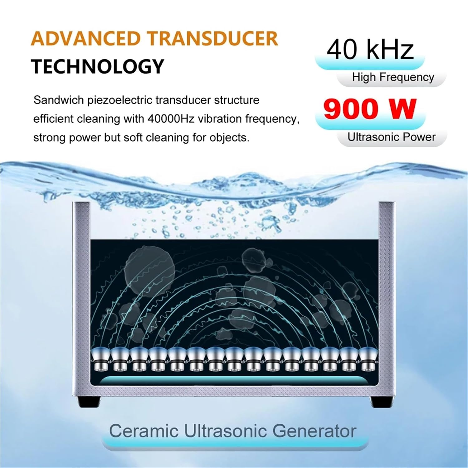 30L 900W Ultrasonic Cleaner 110V/220V Industrial Compatible with Injector Engine Auto Parts Lab PCB Cleaner Washing Machine(100-600W,EU)