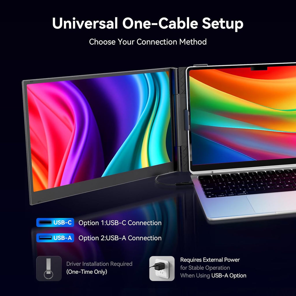 15.3' Laptop Screen Extender Portable, One Cable Connection Double Laptop Monitor FHD 1080P IPS, Ultra Thin Dual Monitor for 13-17' Laptops, Plug&Play Compatiable with Win/Mac/Chrome/Android/Switch