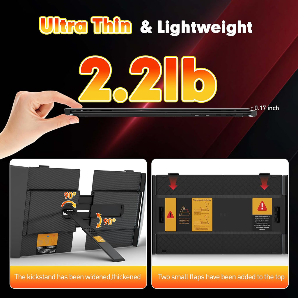 One Cable Connection Laptop Screen Extender Monitor Portable, Ultra Thin 14.2' 1080P FHD Lightweight Triple Screen,Fit for 13-17' Laptop, Plug & Play Compatiable with Win/Mac/Chrome/Android/Switch