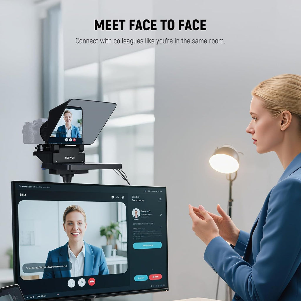 NEEWER 2 in 1 Teleprompter 11 Inch with Monitor for Windows MacOS, Supports Screen Mirroring, Portable Prompter for Camera Mobile Phone Webcam for YouTube Twitch Live Streaming Conference, X11