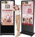 32/43/55/65 Inch Digital Signage Display, LCD Screen Advertising Display Kiosk Interactive Totem Floor Standing Auto AD Player with USB/HDMI/WiFi Android OS (65'' Touch Screen)