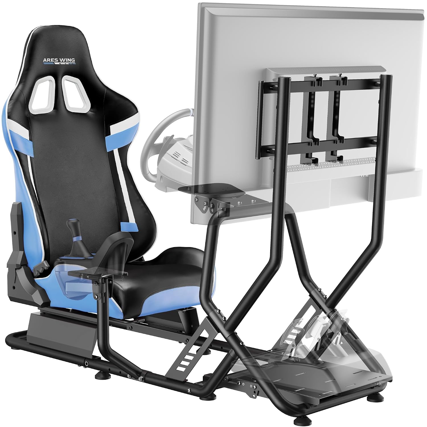 ARES WING Sim Racing Cockpit with Monitor Mount, Wheel Stand with Seat, Simulator Compatible with Fanatec, Thrustmaster, Logitech, Moza Racing Games on PS5, PS4, Xbox and PC