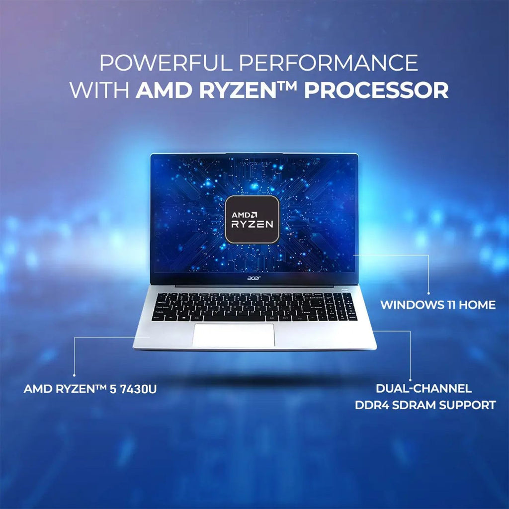 acer Aspire 3 Premium Laptop with Backlit Keyboard | AMD Ryzen 5 7530U CPU | 15.6 FHD IPS Display | 32GB RAM | 1TB PCIe SSD | Type-C | Wi-Fi 6 | Sleek & Portable | Windows 11 Pro