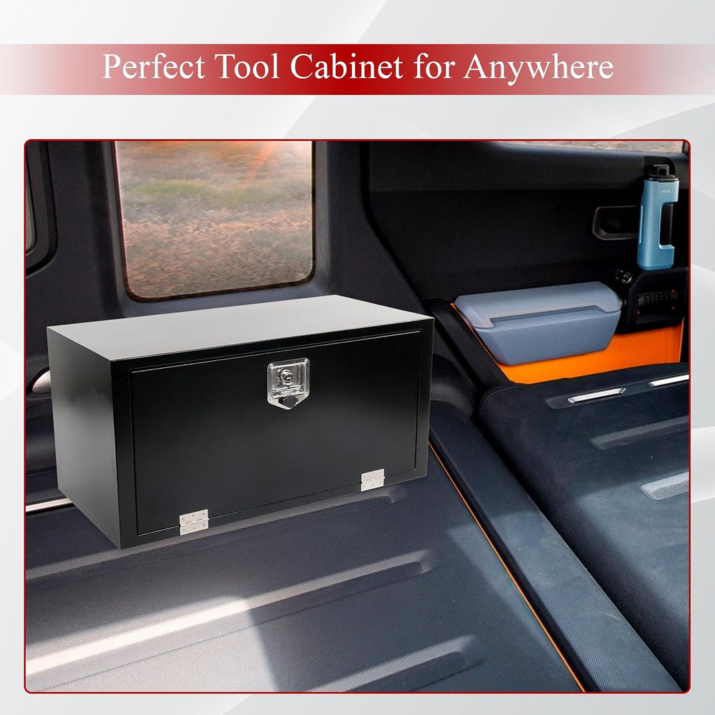 36'' Inch Steel Underbody Truck Tool Box & T-Handle Latch Heavy Duty For Trucks Trailers RV ATV Pickup Trucks Flatbeds Organization Storage Job Tool Chest -36'(L) x 18'(W) x 18'(H) Black