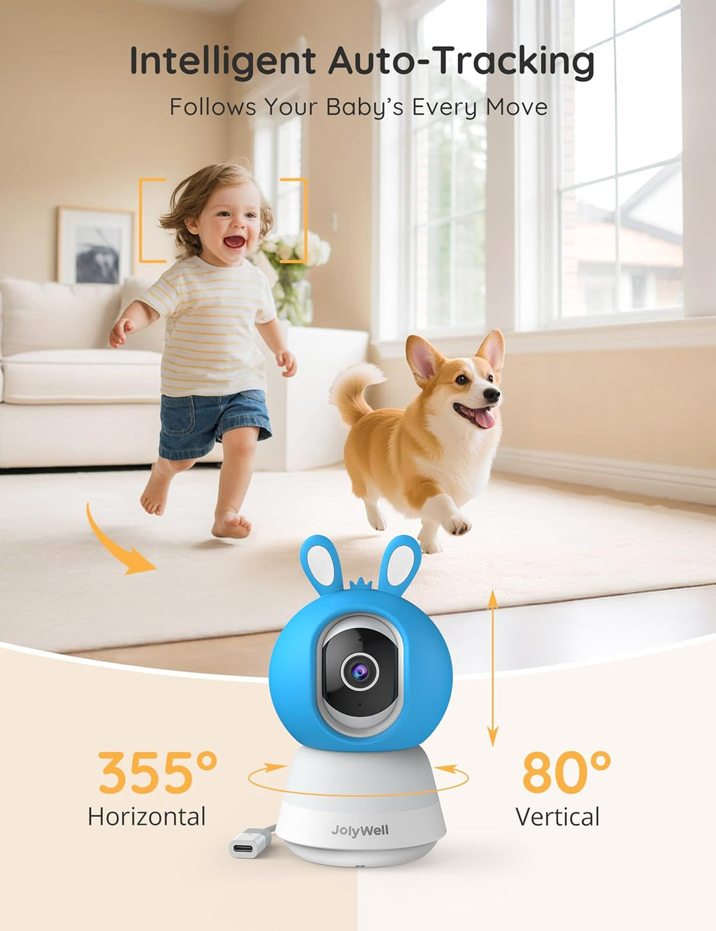 2K Baby Monitor with Camera and Audio, 5' Display Wifi Baby Monitor with App Control, Motion & Cry Detection, Night Vision, VOX, Real-Time Record, Temper Sensor, 2-Way Talk, RGB Night Light, Lullabies