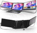 Triple Laptop Screen Extender, Upgraded 14' 1080P FHD IPS Laptop Monitor Extender, Plug & Play LCD Type-C/USB-A/HDMI Travel Monitor for Laptops 13'-17', Fits Windows Mac Linux Chrome