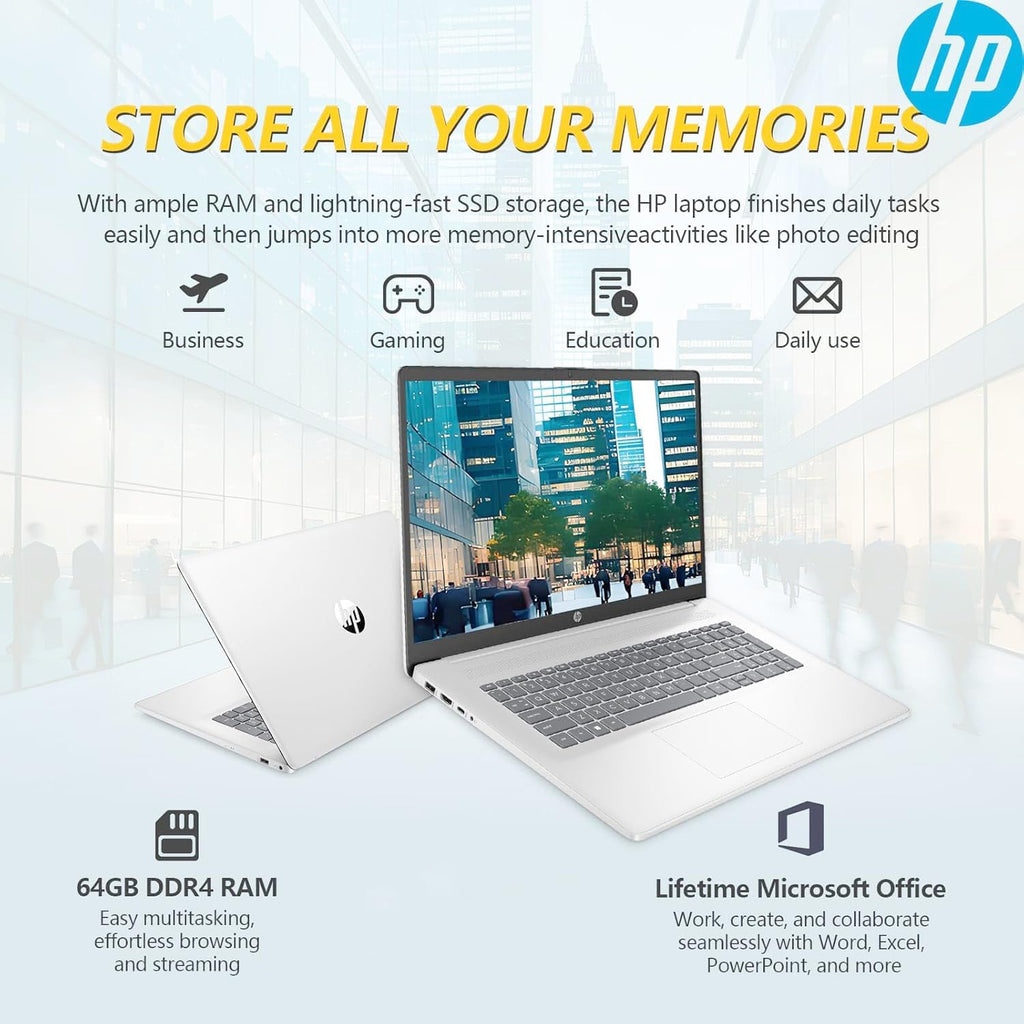 HP 2025 New 17 inch Laptop Computer • 32GB RAM • 1TB SSD • Back to School Limited Edition with Microsoft Office • Intel 13th 8-Cores i3 CPU • 10-Key Number Pad • WOWPC Recovery USB • Window 11 Pro