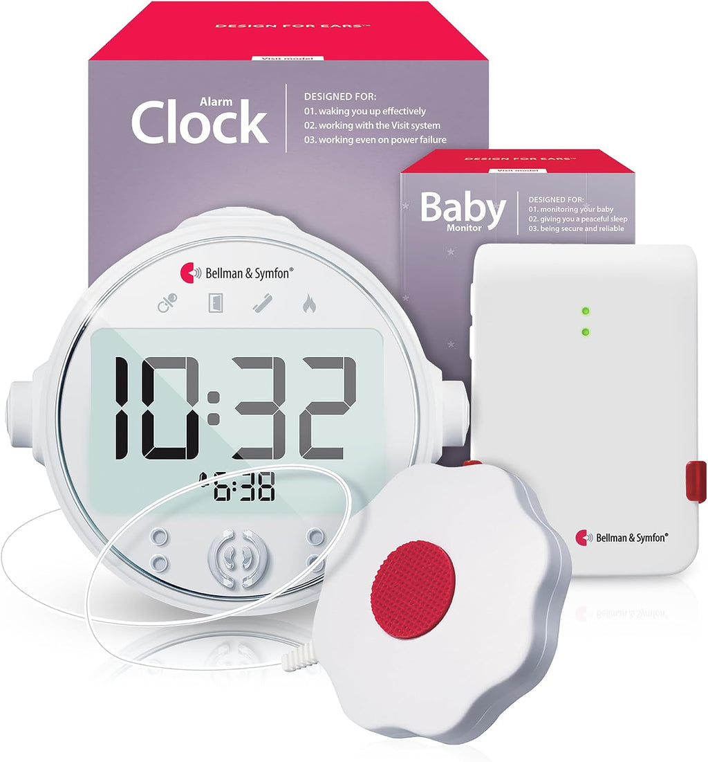 Bellman & Symfon Baby Cry Notification System with Alarm Clock Receiver and Bed Shaker – Non-WiFi Baby Monitor Device – Multi-Sensory Vibration, Light Alarm – Ideal for Deaf and Hard of Hearing