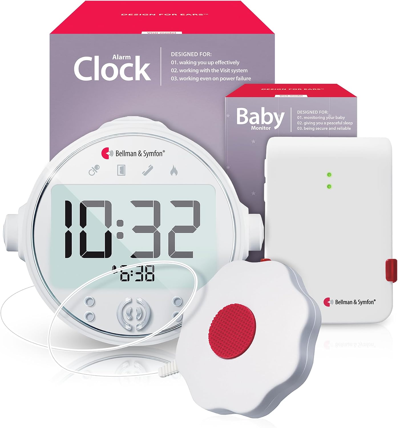 Bellman & Symfon Baby Cry Notification System with Alarm Clock Receiver and Bed Shaker – Non-WiFi Baby Monitor Device – Multi-Sensory Vibration, Light Alarm – Ideal for Deaf and Hard of Hearing