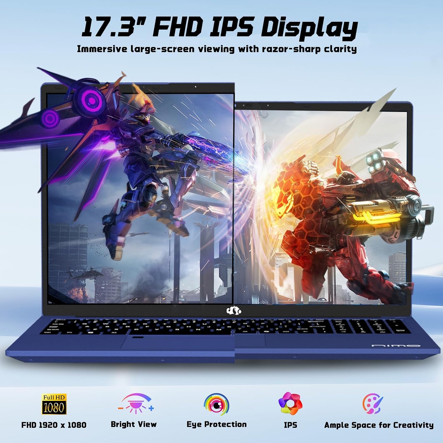 17.3' FHD IPS Student-Laptop-Computer - 16GB RAM 512GB SSD Intel Pentium N100(Beat to i3-1115G4, 4 Cores Up to 3.4GHz), 65W Type-C, 2 Years Warranty, Fingerprint, Backlit Keyboard, Wi-Fi 6, BT5.2