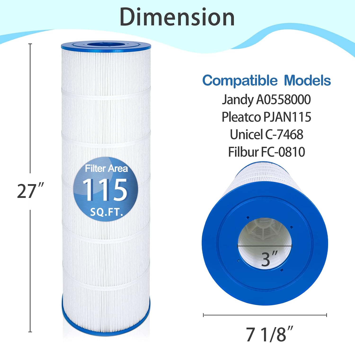Future Way 4-Pack Pool Filter Cartridges Bundle with Pool RX 6 Month 20k Gallon Algaecide Blue