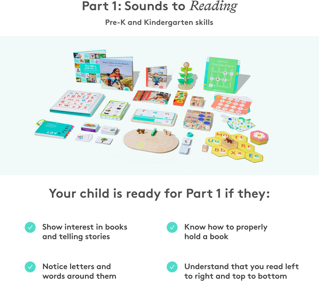 Lovevery Reading Skill Set, Learn to Read for Pre-K and Kindergarten, Fun Phonics Games and Books, Part 1