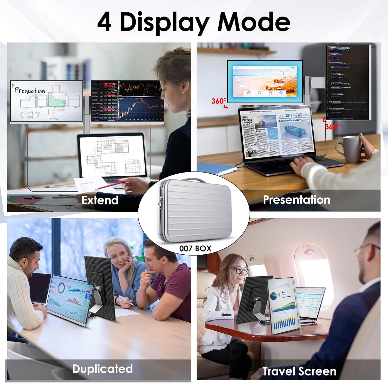 Redalf 15.6' FHD Portable Triple Monitor for Laptop, IPS Ultra-Thin Zero Frame, Compatible with Mac, Windows, Chrome, Fits All Size Laptops