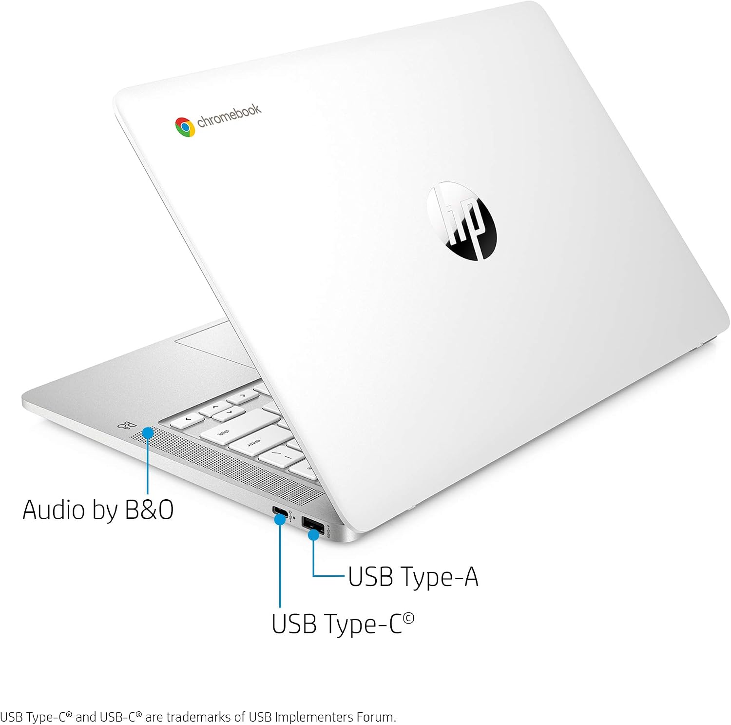 HP Chromebook 14-inch FHD Laptop, Intel Celeron N4000, 4 GB RAM, 32 GB eMMC, Chrome (14a-na0060nr, Ceramic White)