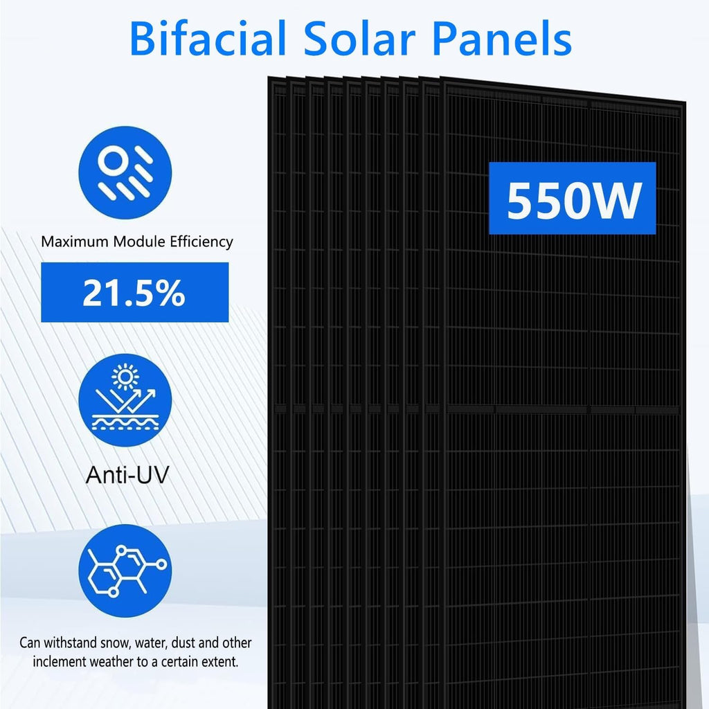 10KW Off Grid Solar System Complete Kit with 16PCS*550W Solar Panels 48V 10KW Off Grid Inverter 2Sets 51.2V LiFeP04 Battery (16pcs*550W+1 * 10KW Inverter+3Sets*10kwh Battery)