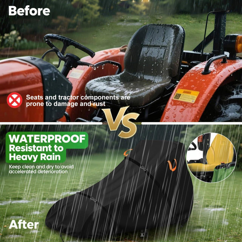 Compact Tractor Cover,Farm Riding Utility Tractor Full Covers Waterproof Heavy Duty,Durable Anti-UV 600D Polyester,Fits for John Deere, Kubota, Yanmar,Kioti,Bobcat,189' Lx75 Wx85 H-Aibiley