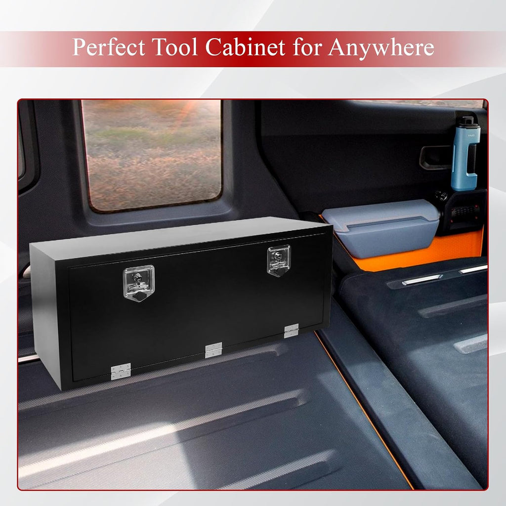 48'' Inch Steel Underbody Truck Tool Box & T-Handle Latch Heavy Duty For Trucks Trailers RV ATV Pickup Trucks Flatbeds Organization Storage Job Tool Chest -48'(L) x 18'(W) x 18'(H) Black