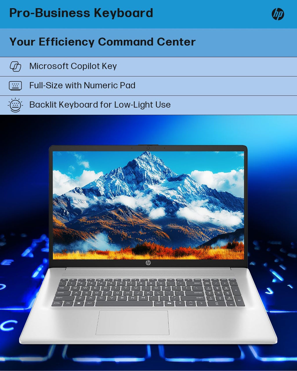 HP Business Touchscreen Laptop 17 inch, Intel Ultra 7 255U, Intel AI Boost (12 NPU TOPS), 64 GB DDR5, 4 TB SSD, 17.3' HD+ Touchscreen, Backlit Keyboard, Wi-Fi 6, Copilot, Windows 11 Pro, w/Accessories