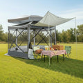 COBIZI 12x12 FT Pop Up Canopy Extendable Tent, Gazebos On Clearance With Removable Roof, Screened In Gazebo,Screen Tents Portable carpas para patio for Outdoor Camping,Backyard, Garden, Grey(Upgraded)