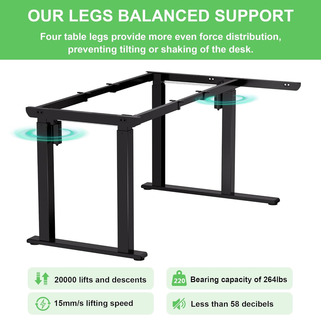 X-Win 63 Inches L-Shaped Electric Standing Desk, Dual Motor Height Adjustable Stand Up Corner Desk, Sit to Stand Workstation, Carbon Fiber Top