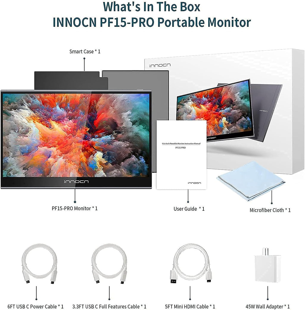 INNOCN Portable Monitor Touchscreen for Laptop 15.6' FHD 1080P HDMI External Display USB C Travel Second Monitor for MacBook Windows Tablets Android Chrome PS4 Switch Mini PC, 1500:1, 100% sRGB