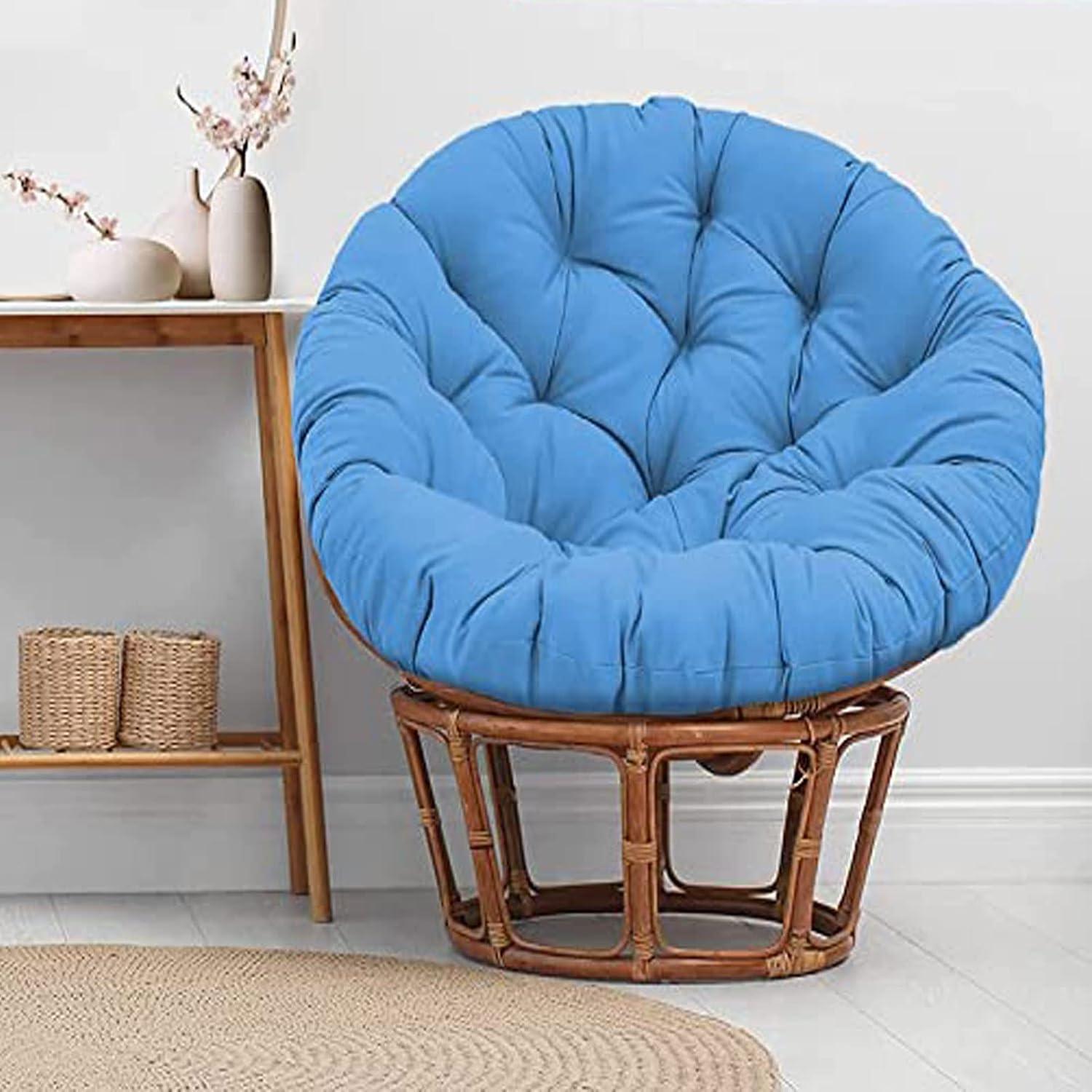 HUHJYUGE Outdoor Waterproof Egg Chair Pad 47x47in, Thickened Round Swing Chair Cushion, Hanging Basket Seat Cushion Thick Comfortable Washable, Suitable for Outdoor Garden Terrace