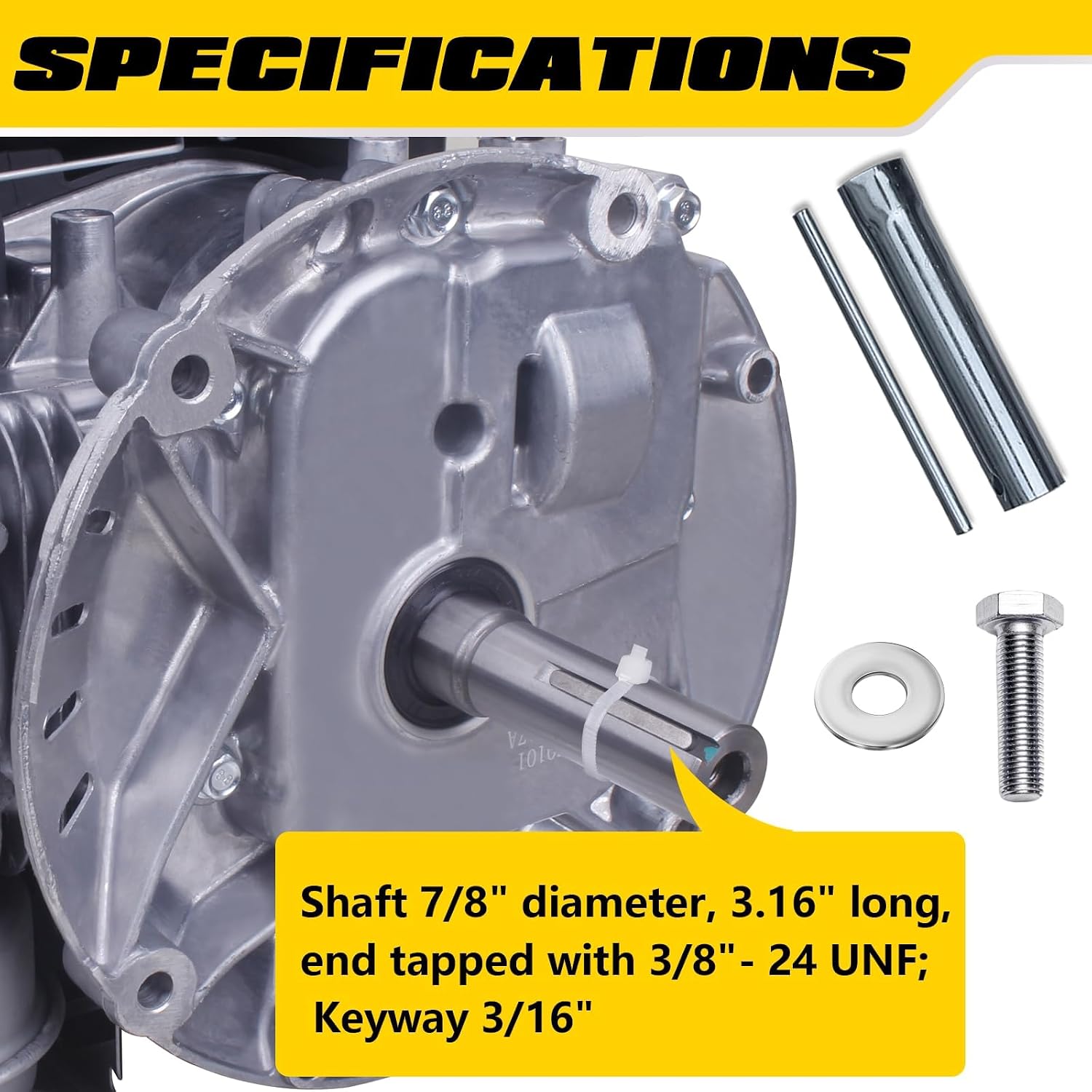 Aceup Energy 4.4HP 173cc 4-Stroke Gas Motor Gas Engine Vertical Shaft with Primer for Lawn Mower